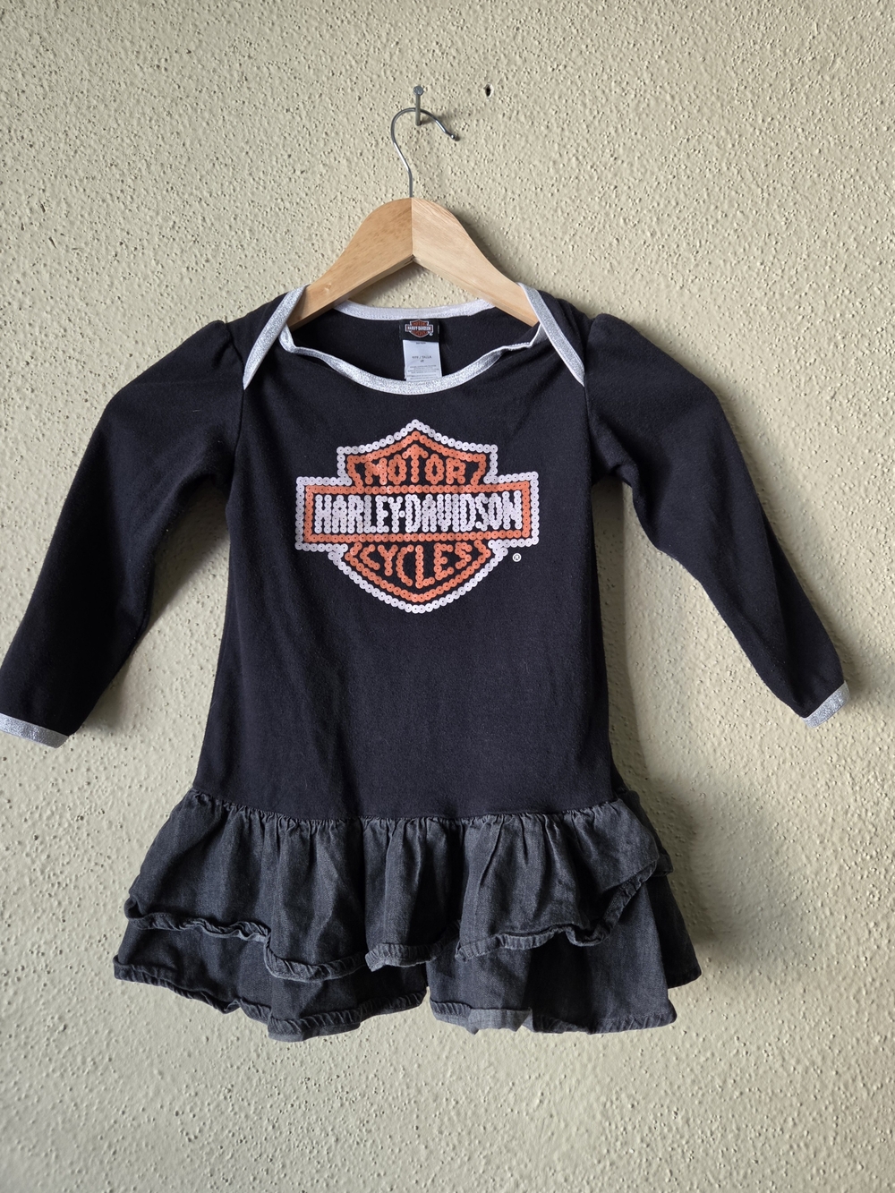 Harley-Davidson Girls Dress 4T Black Long Sleeve Ruffle